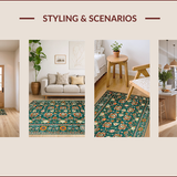 Ultra Soft Area Rug, Non Slip, Stain Resistant, Washable Area Rugs for Living Room, Bedroom, Lush Green Boho Artistry Pattern(Blue)