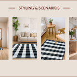 Ultra Soft Area Rug, Non Slip, Stain Resistant, Washable Area Rugs for Living Room, Bedroom, Modern Black White Checkered Living Room Plush Rug(Black)
