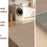 Ultra Soft Area Rug, Non Slip, Stain Resistant, Washable Area Rugs for Living Room, Bedroom, Warm Neutral Tartan Vibe(Brown)