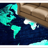 Ultra Soft Area Rug, Non Slip, Stain Resistant, Washable Area Rugs for Living Room, Bedroom, Rustic World Map Aesthetic(Blue)