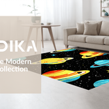 Ultra Soft Area Rug, Non Slip, Stain Resistant, Washable Area Rugs for Living Room, Bedroom, Bright Interstellar Learning Theme(Yellow)