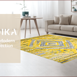 Ultra Soft Area Rug, Non Slip, Stain Resistant, Washable Area Rugs for Living Room, Bedroom, Vibrant Tribal Geometric Harmony(Yellow)