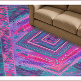 Ultra Soft Area Rug, Non Slip, Stain Resistant, Washable Area Rugs for Living Room, Bedroom, Chic Teal and Pink Mosaic Blend(Pink)