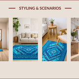 Ultra Soft Area Rug, Non Slip, Stain Resistant, Washable Area Rugs for Living Room, Bedroom, Vibrant Digital Print Bedroom Non Slip Area Carpet(Blue)