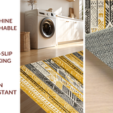 Ultra Soft Area Rug, Non Slip, Stain Resistant, Washable Area Rugs for Living Room, Bedroom, Contemporary Textured Ogee Style(Gold)