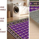 Ultra Soft Area Rug, Non Slip, Stain Resistant, Washable Area Rugs for Living Room, Bedroom, Vibrant Fleur-De-Lis Carnival Motif(Purple)