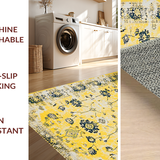 Ultra Soft Area Rug, Non Slip, Stain Resistant, Washable Area Rugs for Living Room, Bedroom, Unique Minimalist Ogee Print(Yellow)