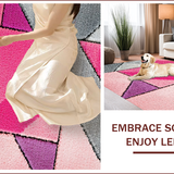Ultra Soft Area Rug, Non Slip, Stain Resistant, Washable Area Rugs for Living Room, Bedroom, Geometric Pink Grey Plush Nursery Carpet(Pink)