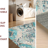 Ultra Soft Area Rug, Non Slip, Stain Resistant, Washable Area Rugs for Living Room, Bedroom, Stylish Vintage Medallion Touches(White)