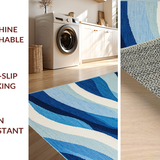 Ultra Soft Area Rug, Non Slip, Stain Resistant, Washable Area Rugs for Living Room, Bedroom, Serene Coastal Fluid Motif(Blue)