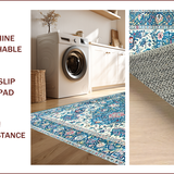 Ultra Soft Area Rug, Non Slip, Stain Resistant, Washable Area Rugs for Living Room, Bedroom, Vintage Floral Blue Elegance(Blue)