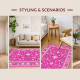 Ultra Soft Area Rug, Non Slip, Stain Resistant, Washable Area Rugs for Living Room, Bedroom, Cozy Pastel Medallion Aesthetic Rug(Pink)