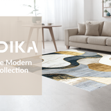 Ultra Soft Area Rug, Non Slip, Stain Resistant, Washable Area Rugs for Living Room, Bedroom, Elegant Abstract Gold and Grey Motif(Gray)