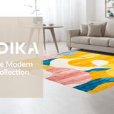 Ultra Soft Area Rug, Non Slip, Stain Resistant, Washable Area Rugs for Living Room, Bedroom, Striking Colorful Symmetrical Shapes(Yellow)
