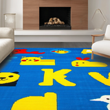 Ultra Soft Area Rug, Non Slip, Stain Resistant, Washable Area Rugs for Living Room, Bedroom, Colorful Educational Animal Motif(Blue)