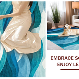 Ultra Soft Area Rug, Non Slip, Stain Resistant, Washable Area Rugs for Living Room, Bedroom, Serene Aqua Fluid Aesthetic(Blue)