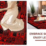 Ultra Soft Area Rug, Non Slip, Stain Resistant, Washable Area Rugs for Living Room, Bedroom, Chic Minimalist Music Note Aesthetic(Red)