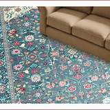 Ultra Soft Area Rug, Non Slip, Stain Resistant, Washable Area Rugs for Living Room, Bedroom, Vibrant Teal Botanical Harmony(Blue)