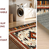 Ultra Soft Area Rug, Non Slip, Stain Resistant, Washable Area Rugs for Living Room, Bedroom, Cultural Vibrant Tribal Motif(Orange)