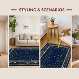 Ultra Soft Area Rug, Non Slip, Stain Resistant, Washable Area Rugs for Living Room, Bedroom, Chic Esoteric Cosmic Elements(Blue)
