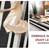 Ultra Soft Area Rug, Non Slip, Stain Resistant, Washable Area Rugs for Living Room, Bedroom, Onyx & Linen Stripe Woven Rug, Stylish Hallway Accent Carpet(Black)