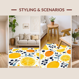 Ultra Soft Area Rug, Non Slip, Stain Resistant, Washable Area Rugs for Living Room, Bedroom, Delightful Fresh Fruit Design Elements(Orange)