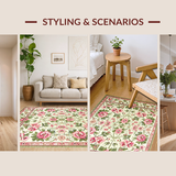 Ultra Soft Area Rug, Non Slip, Stain Resistant, Washable Area Rugs for Living Room, Bedroom, Artful Seasonal Floral Composition(Ivory)