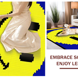 Ultra Soft Area Rug, Non Slip, Stain Resistant, Washable Area Rugs for Living Room, Bedroom, Chic Minimalist Smiley Motif(Yellow)