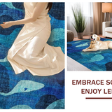 Ultra Soft Area Rug, Non Slip, Stain Resistant, Washable Area Rugs for Living Room, Bedroom, Whale Escape Trap Rug Intricate Octopus Tangle Underwater Maze Runner(Blue)