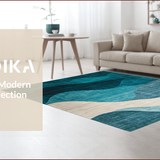 Ultra Soft Area Rug, Non Slip, Stain Resistant, Washable Area Rugs for Living Room, Bedroom, Stylish Minimalist Geometric Flair(Blue)
