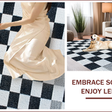 Ultra Soft Area Rug, Non Slip, Stain Resistant, Washable Area Rugs for Living Room, Bedroom, Geometric Faux Wool Entryway Rug with Stain-Resistant Design(Black)
