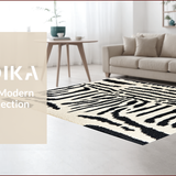 Ultra Soft Area Rug, Non Slip, Stain Resistant, Washable Area Rugs for Living Room, Bedroom, Luxury Shag Bedroom Rug Zebra Pattern Plush Easy Care(Black)