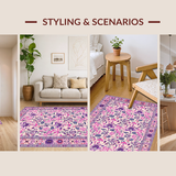 Ultra Soft Area Rug, Non Slip, Stain Resistant, Washable Area Rugs for Living Room, Bedroom, Eclectic Vibrant Retro Elements(Ivory)
