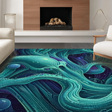 Ultra Soft Area Rug, Non Slip, Stain Resistant, Washable Area Rugs for Living Room, Bedroom, Mystic Kraken Tentacle Area Rug(Blue)