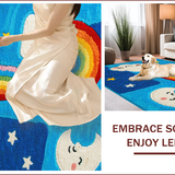 Ultra Soft Area Rug, Non Slip, Stain Resistant, Washable Area Rugs for Living Room, Bedroom, Whimsical Earth-Toned Nursery Playroom Rug(Blue)