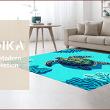 Ultra Soft Area Rug, Non Slip, Stain Resistant, Washable Area Rugs for Living Room, Bedroom, coastal nautical turtle(Blue)