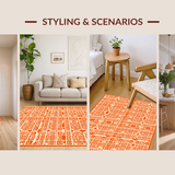Ultra Soft Area Rug, Non Slip, Stain Resistant, Washable Area Rugs for Living Room, Bedroom, Chic Retro Lattice Design(Orange)