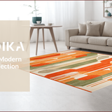 Ultra Soft Area Rug, Non Slip, Stain Resistant, Washable Area Rugs for Living Room, Bedroom, Elegant Earthy Geometric Fusion(Orange)