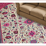 Ultra Soft Area Rug, Non Slip, Stain Resistant, Washable Area Rugs for Living Room, Bedroom, Vibrant Paisley Floral Fusion(White)
