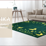Ultra Soft Area Rug, Non Slip, Stain Resistant, Washable Area Rugs for Living Room, Bedroom, Whimsical Floral Butterfly Motif(Green)