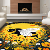 Ultra Soft Area Rug, Non Slip, Stain Resistant, Washable Area Rugs for Living Room, Bedroom, Bright Cheerful Pollinator Theme(Yellow)