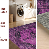 Ultra Soft Area Rug, Non Slip, Stain Resistant, Washable Area Rugs for Living Room, Bedroom, Sophisticated Ogee Distressed Aesthetic(Purple)