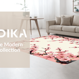 Ultra Soft Area Rug, Non Slip, Stain Resistant, Washable Area Rugs for Living Room, Bedroom, Whimsical Spring Blossom Arrangement(Pink)