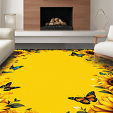 Ultra Soft Area Rug, Non Slip, Stain Resistant, Washable Area Rugs for Living Room, Bedroom, Whimsical Butterfly Patterned Accent(Yellow)