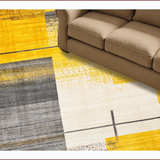 Ultra Soft Area Rug, Non Slip, Stain Resistant, Washable Area Rugs for Living Room, Bedroom, Contemporary Bold Geometric Fusion(Yellow)