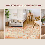 Ultra Soft Area Rug, Non Slip, Stain Resistant, Washable Area Rugs for Living Room, Bedroom, Contemporary Southwest Cultural Touch(Orange)