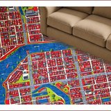 Ultra Soft Area Rug, Non Slip, Stain Resistant, Washable Area Rugs for Living Room, Bedroom, Vibrant Cityscape Playful Aesthetic(Red)