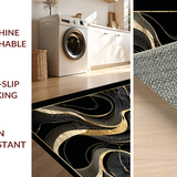 Ultra Soft Area Rug, Non Slip, Stain Resistant, Washable Area Rugs for Living Room, Bedroom, Graceful Organic Shape Play(Black)
