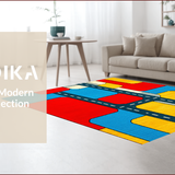 Ultra Soft Area Rug, Non Slip, Stain Resistant, Washable Area Rugs for Living Room, Bedroom, Playful Green Urban Adventure Mat(Red)