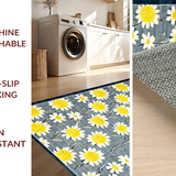 Ultra Soft Area Rug, Non Slip, Stain Resistant, Washable Area Rugs for Living Room, Bedroom, Contemporary Daisy Pattern Delight(Blue)